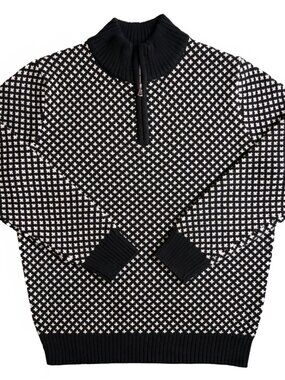 Long Wharf Supply Co. Edgartown SeaWell Quarter Zip sweater Black/white large